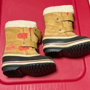 Sorel Kids Tan and Red Winter Boots